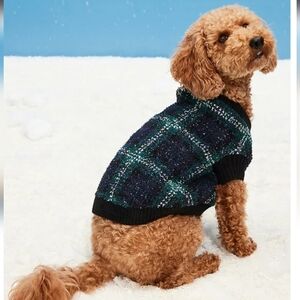 Cozy Printed Sweater for Pets Navy Plaid